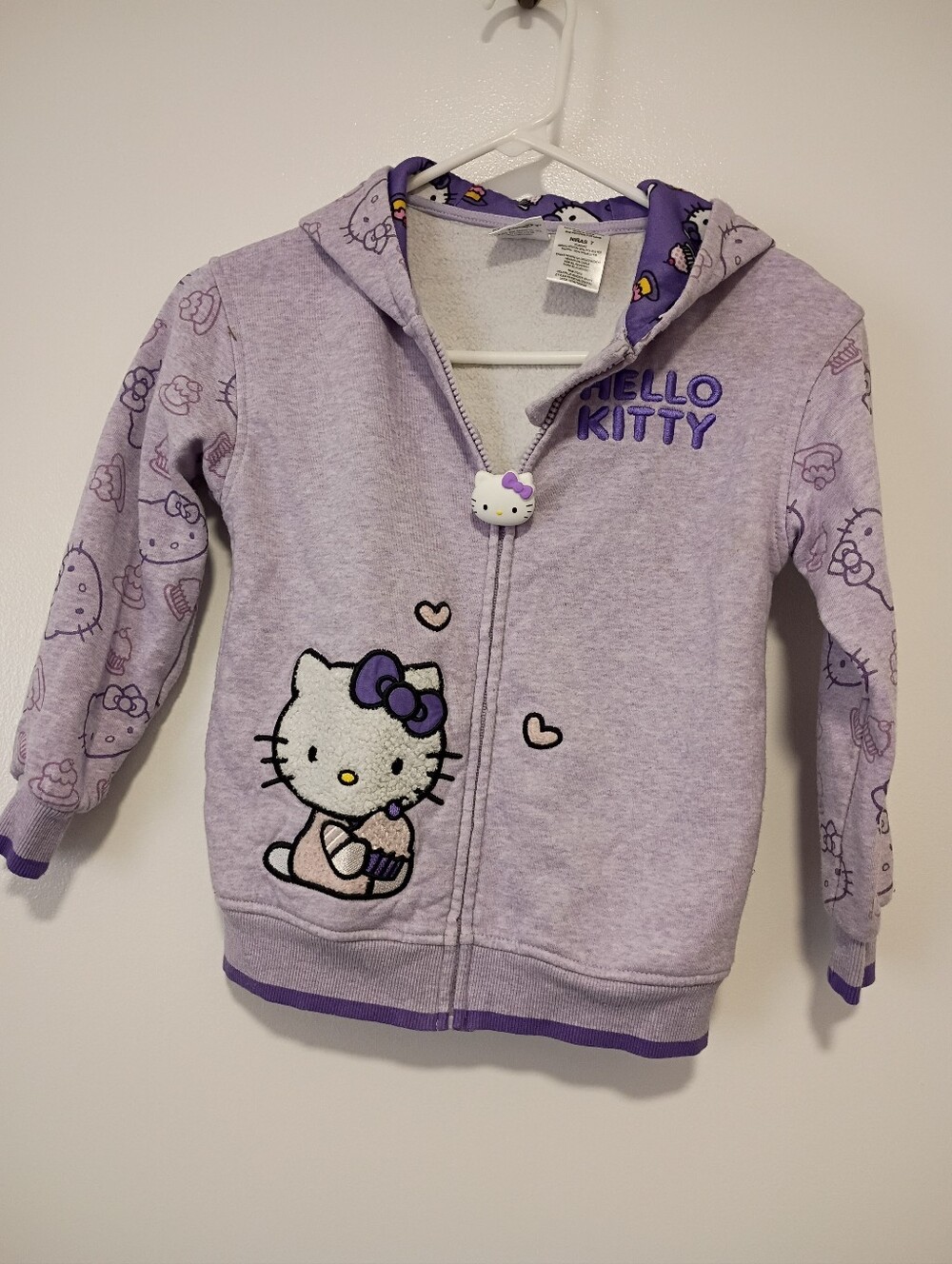 Hello Kitty Lavender Girls' Hoodie with Character Zipper Girls Size 7 Jacket